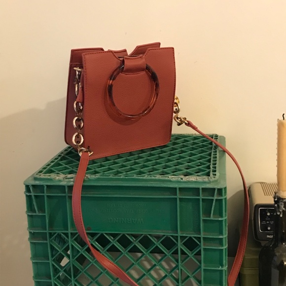 Chloe style vegan leather purse handbag vintage with lucite handles - Picture 6 of 7